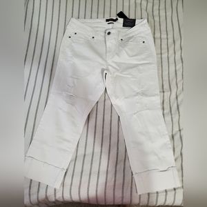 White crop jeans